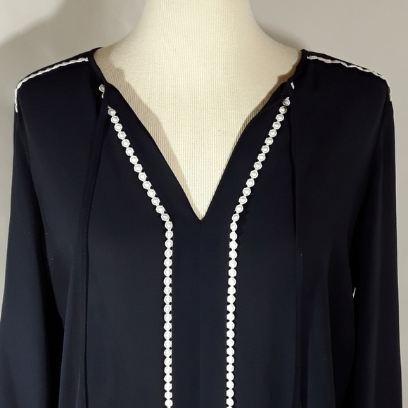 Zara navy blue semi-sheer blouse - Picture 5 of 6